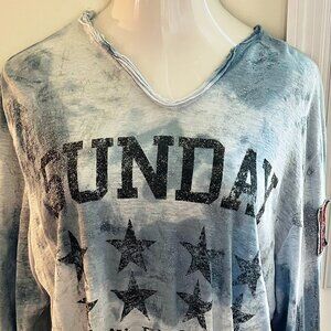 Boho-Chic French Linen Tie Dye Tunic, Sunday, sz XXL, Starry Blue Color